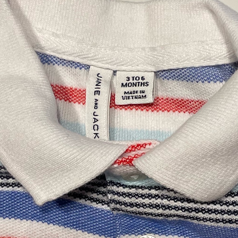- Janie and Jack Striped Boys Polo - Size 3-6 Months | Classic Babywear - Picture 2 of 3